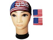 1 SET OF USA : BANDANA WITH 2 WRISTBANDS COUNTRY FLAG .. FIFA SOCCER WORLD CUP .. NEW