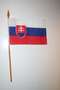 1 SLOVAKIA NATIONAL COUNTRY 4" X 6" SMALL STICK FLAG ON 10" POLE .. NEW