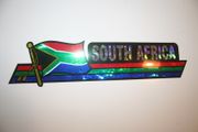 1 SOUTH AFRICA COUNTRY FLAG LARGE METALIC BUMPER STICKER .... NEW