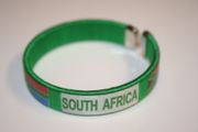 1 SOUTH AFRICA GREEN COUNTRY FLAG FLEXIBLE METAL NYLON BRACELET ... NEW