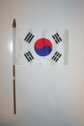1 SOUTH KOREA NATIONAL COUNTRY FLAG 4" X 6" SMALL STICK FLAG ON 10" POLE .. NEW