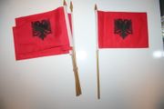 12 ALBANIA COUNTRY 4" X 6" SMALL STICK FLAG WITH 10 INCH POLE .. NEW