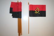 12 ANGOLA COUNTRY 4" X 6" SMALL STICK FLAGS WITH 10" POLE ...NEW