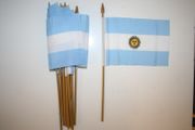 12 ARGENTINA COUNTRY 4" X 6" SMALL STICK FLAG WITH 10" POLE .. NEW