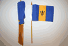 12 BARBADOS COUNTRY 4" X 6" SMALL STICK FLAGS WITH 10" POLE .. NEW