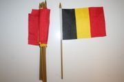 12 BELGIUM COUNTRY 4" X 6" SMALL STICK FLAGS WITH 10" POLE .. NEW