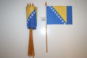 12 BOSNIA NEW COUNTRY 4" X 6" SMALL STICK FLAGS WITH 10" POLE .. NEW