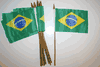 12 BRAZIL COUNTRY 4" X 6" SMALL STICK FLAGS WITH 10" POLE .. BRASIL .. NEW