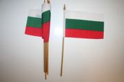 12  BULGARIA COUNTRY 4" X 6" SMALL STICK FLAG WITH 10" POLE .. NEW