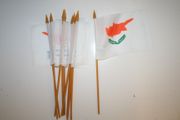 12 CYPRUS COUNTRY 4" X 6" SMALL STICK FLAGS WITH 10" POLE .. NEW
