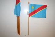 12 DEMOCRATIC OF CONGO COUNTRY 4" X 6" SMALL STICK FLAGS WITH 10" POLE .. NEW