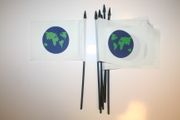 12 EARTH PICTURE 4" X 6" SMALL STICK FLAGS ON 10" POLE ... NEW