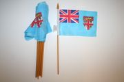 12 FIJI NATIONAL COUNTRY FLAG 4" X 6" SMALL STICK FLAGS ON 10" POLE .. NEW