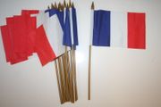 12 FRANCE NATIONAL COUNTRY FLAG 4" X 6" SMALL STICK FLAGS ON 10" POLE .. NEW