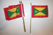 12 GRENADA NATIONAL COUNTRY FLAG 4" X 6" SMALL STICK FLAGS ON 10" POLE ..NEW