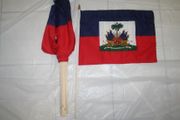12 HAITI COUNTRY FLAG 12" X 18" LARGE STICK FLAGS .. NEW