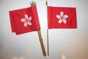 12 HONG KONG NATIONAL COUNTRY FLAG 4" X 6" SMALL STICK FLAGS ON 10" POLE .. NEW