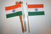 12 INDIA NATIONAL COUNTRY FLAG 4" X 6" SMALL STICK FLAGS ON 10" POLE .. NEW