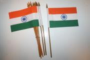12 INDIA NATIONAL COUNTRY FLAG 4" X 6" SMALL STICK FLAGS ON 10" POLE .. NEW
