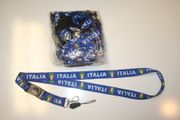 12 ITALIA BLUE SOCCER LANYARDS KEYCHAINS PASSHOLDERS NEW...WHOLESALE PRICE