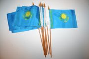 12 KAZAKHSTAN NATIONAL COUNTRY FLAG 4" X 6" SMALL STICK FLAGS ON 10" POLE ... NEW