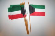 12 KUWAIT NATIONAL COUNTRY FLAG 4" X 6" SMALL STICK FLAGS ON 10" POLE .. NEW
