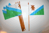 12 LESOTHO NATIONAL COUNTRY FLAG 4" X 6" SMALL STICK FLAGS ON 10" POLE .. NEW