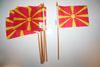 12 MACEDONIA NATIONAL COUNTRY FLAG 4" X 6" SMALL STICK FLAGS ON 10" POLE .. NEW