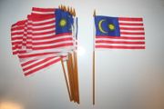12 MALAYSIA NATIONAL COUNTRY FLAG 4" X 6" SMALL STICK FLAGS ON 10" POLE .. NEW