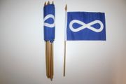 12 METIS BLUE NATIVE 4" X 6" SMALL STICK FLAG ON 10" PLASTIC POLE .. NEW