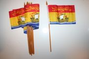 12 NEW BRUNSWICK CANADIAN PROVINCIAL FLAG 4" X 6" SMALL STICK FLAG WITH 10" POLE ... NEW