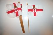 12 NORTHERN IRELAND NATIONAL COUNTRY 4" X 6" SMALL STICK FLAGS ON 10" POLE .. NEW