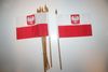 12 POLAND WITH EAGLE NATIONAL COUNTRY 4" X 6" SMALL STICK FLAGS ON 10" POLE .. NEW