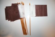 12 QATAR NATIONAL COUNTRY 4" X 6" SMALL STICK FLAGS ON 10" POLE ... NEW