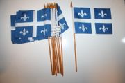 12 QUEBEC CANADIAN PROVINCIAL FLAG  4" X 6" SMALL STICK FLAGS ON 10" POLE .. NEW