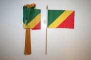 12 REPUBLIC OF CONGO COUNTRY 4" X 6" SMALL STICK FLAGS WITH 10" POLE .. NEW