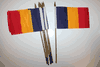 12 ROMANIA NATIONAL COUNTRY 4" X 6" SMALL STICK FLAGS ON 10" POLE .. NEW