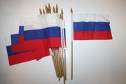 12 RUSSIA NATIONAL COUNTRY 4" X 6" SMALL STICK FLAGS ON 10" POLE .. NEW