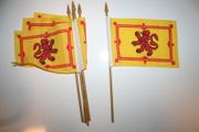 12 SCOTLAND LION RAMPANT NATIONAL COUNTRY 4" X 6" SMALL STICK FLAGS ON 10" POLE .. NEW