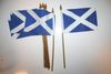 12 SCOTLAND ST ANDREWS CROSS 4" X 6" SMALL STICK FLAGS ON 10"  POLE .. NEW