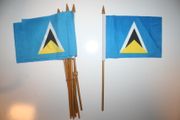 12 ST LUCIA COUNTRY 4" X 6" SMALL STICK FLAGS ON 10" POLE .. NEW