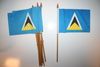 12 ST LUCIA COUNTRY 4" X 6" SMALL STICK FLAGS ON 10" POLE .. NEW