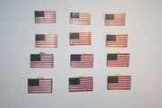 12 USA SQUARE STARS & STRIPES COUNTRY SMALL LAPEL PINS BADGES .. UNITED STATES .. NEW