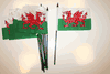 12 WALES COUNTRY 4" X 6" SMALL STICK FLAGS ON 10" POLE .. CYMRU .. NEW