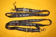 2 AC MILAN BLACK LANYARDS KEYCHAINS PASSHOLDERS NEW