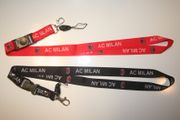 2 AC MILAN FC SOCCER FOOTBALL LANYARDS KEYCHAINS PASSHOLDERS ( 1 RED AND 1 BLACK) NEW
