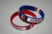 2 ACADIA FLEXIBLE C BRACELETS WRISTBANDS .. ACADIAN FLAG .. CHOOSE YOUR COLOR .. NEW