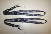 2 ALFA ROMEO BLACK HIGH QUALITY LANYARDS KEYCHAINS PASSHOLDERS ..NEW