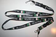 2 ALGERIA COUNTRY FLAG BLACK LANYARDS KEYCHAINS PASSHOLDERS .. NEW