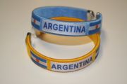 2 ARGENTINA FIFA WORLD CUP SOCCER FOOTBALL FLEXIBLE METAL NYLON BRACELETS .... COUNTRY FLAG NEW...